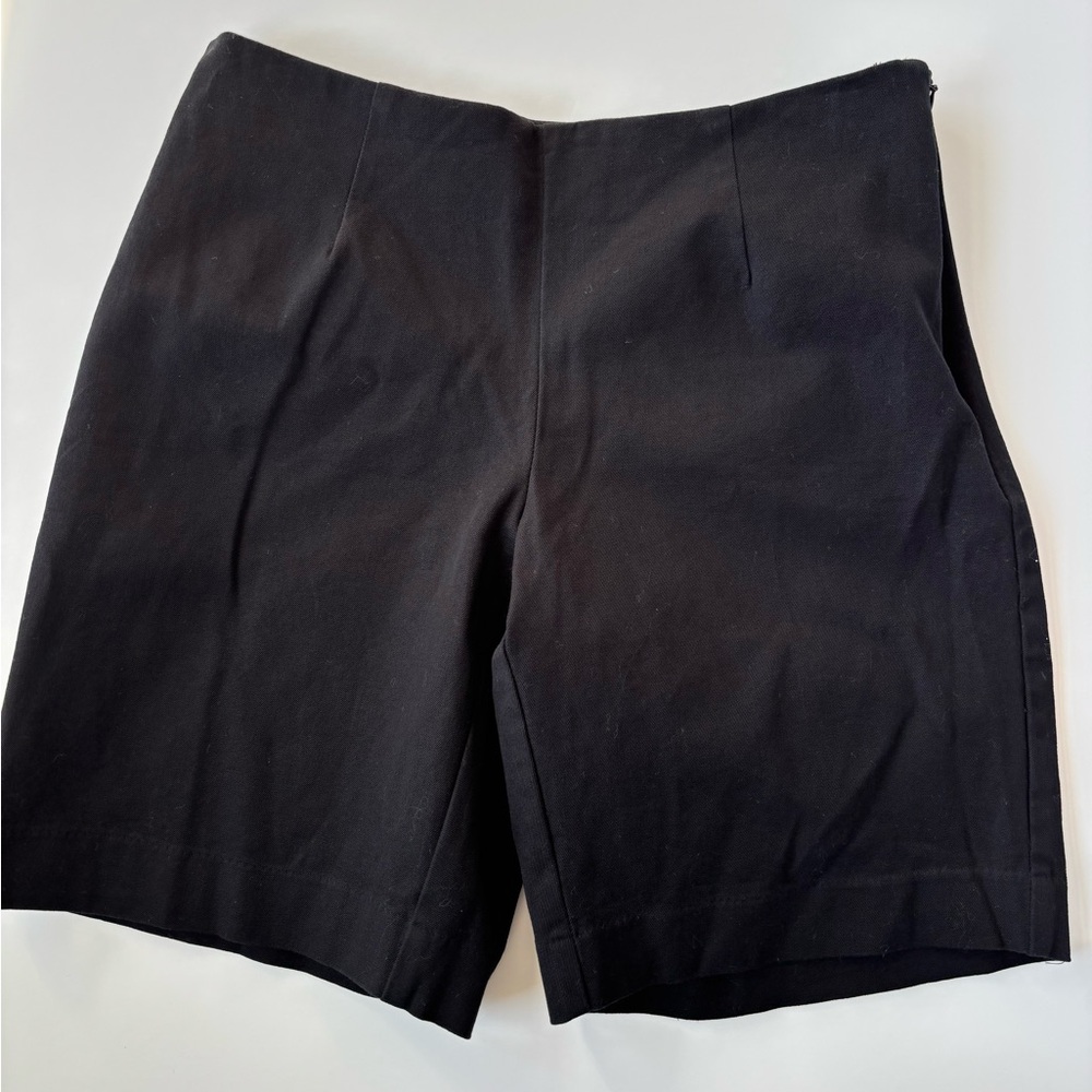 BN3 Boston Proper‎ Bermuda Shorts Linen Black Shorts Women 6 Classic Timeless